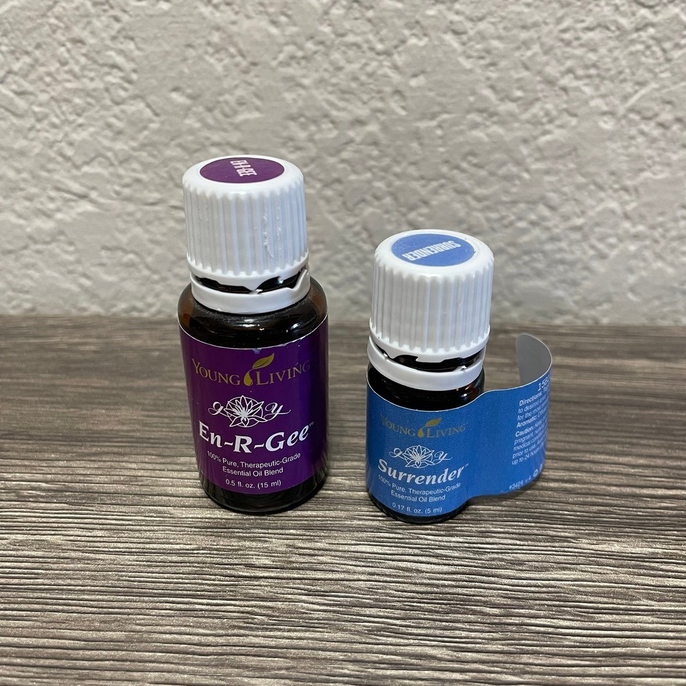 Young Living Essential Oil Bundle of 2 Used Oils En-R-Gee & Surrender 15ml / 5ml